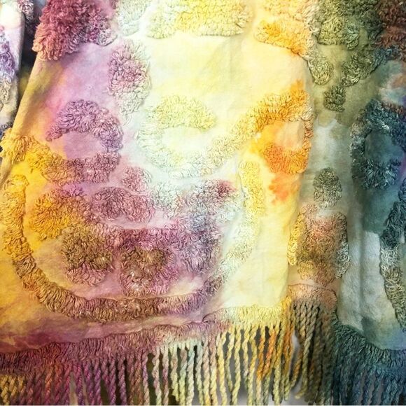 OSCILATEY | Art to Wear Tie Dye Fringe Multicolor Jacket Women’s Size X-Large - Picture 9 of 9